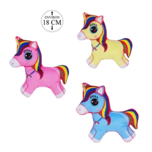 peluche licorne 18 cm de la marque SANDY. Réf. PDD501-18.