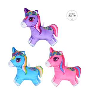 peluche licorne 18 cm de la marque SANDY. Réf. PDQ417-18.