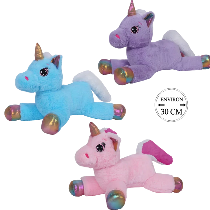 peluche licorne 30 cm de la marque SANDY. Réf. PDD500-30.