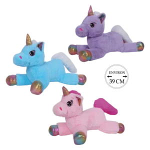 peluche licorne 39 cm de la marque SANDY. Réf. PDD500-39.