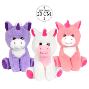 peluche licorne assise 20 cm de la marque AMIFOU. Réf. PDC419-20.