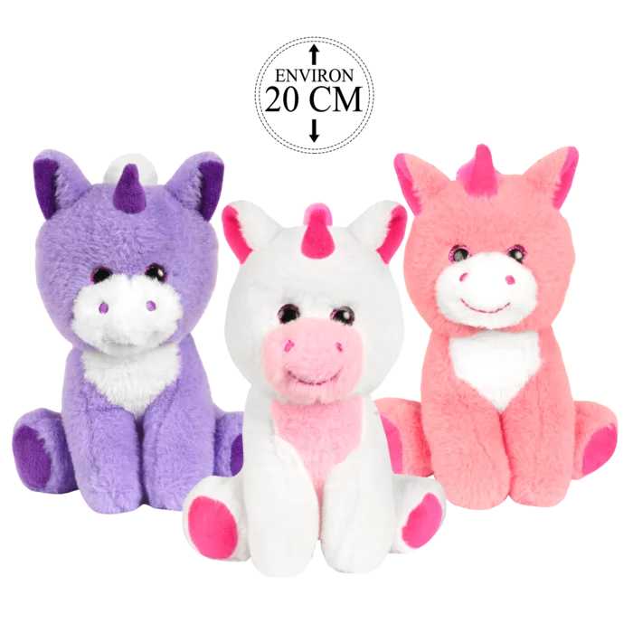 peluche licorne assise 20 cm de la marque AMIFOU. Réf. PDC419-20.