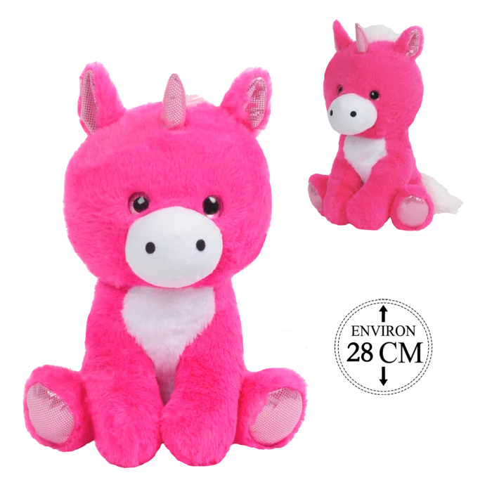 peluche licorne assise 28 cm de la marque SANDY. Réf. PDT404-28.
