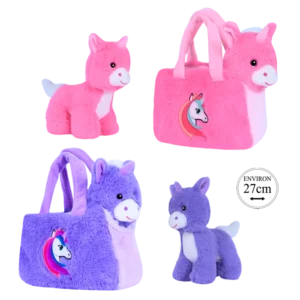 peluche licorne avec sac de la marque AMIFOU. Réf. PDC427.