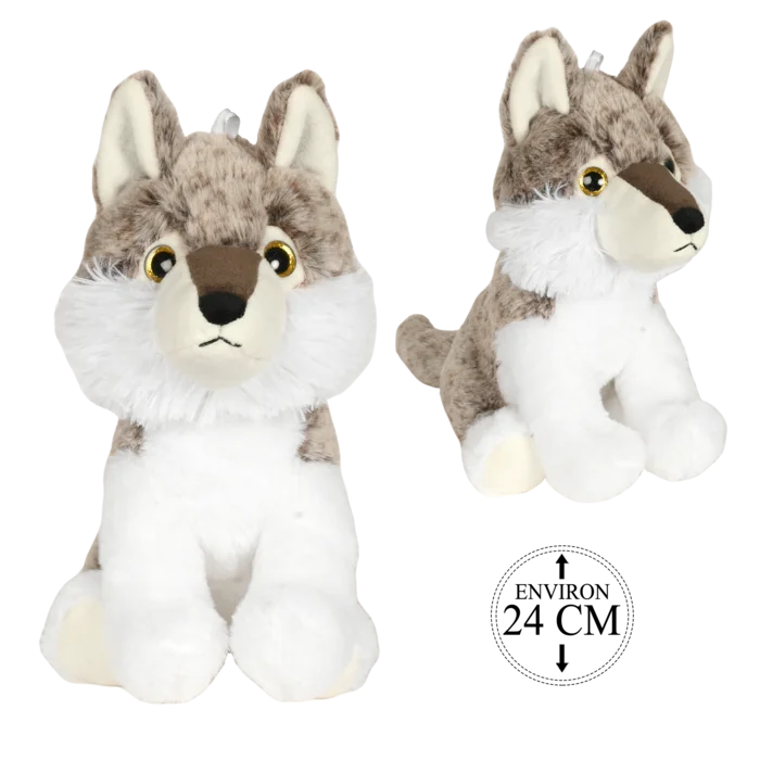 peluche loup 24 cm de la marque BOZAMI. Réf. PDC103-24.