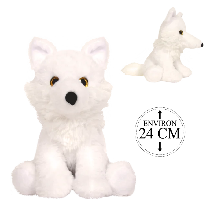 peluche loup blanc 24 cm de la marque BOZAMI. Réf. PDD317-24.