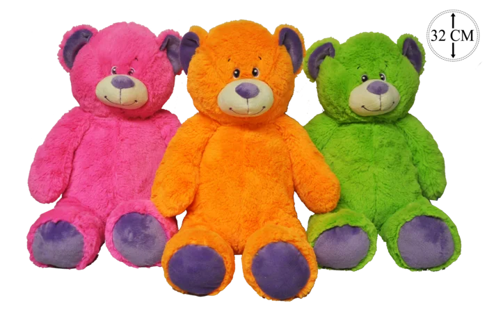 peluche ours fluo 32 cm de la marque SANDY. Réf. P8150.