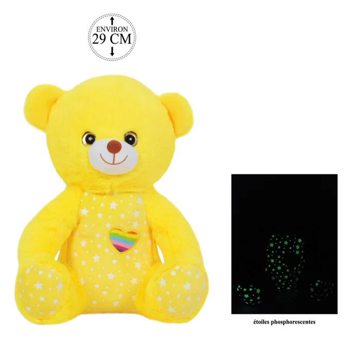 peluche ours phosphorescent 29 cm de la marque SANDY. Réf. PDT529-29.