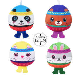 peluche ovale animaux 12 cm de la marque SANDY. Réf. PDT333.