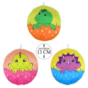 peluche ovale décor dinosaure 13 cm de la marque SANDY. Réf. PDC220-13.