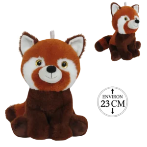 peluche panda roux assis 23 cm de la marque BOZAMI. Réf. PDT105-23.