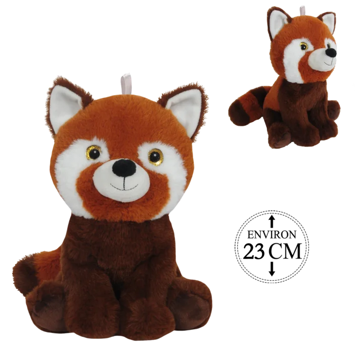 peluche panda roux assis 23 cm de la marque BOZAMI. Réf. PDT105-23.