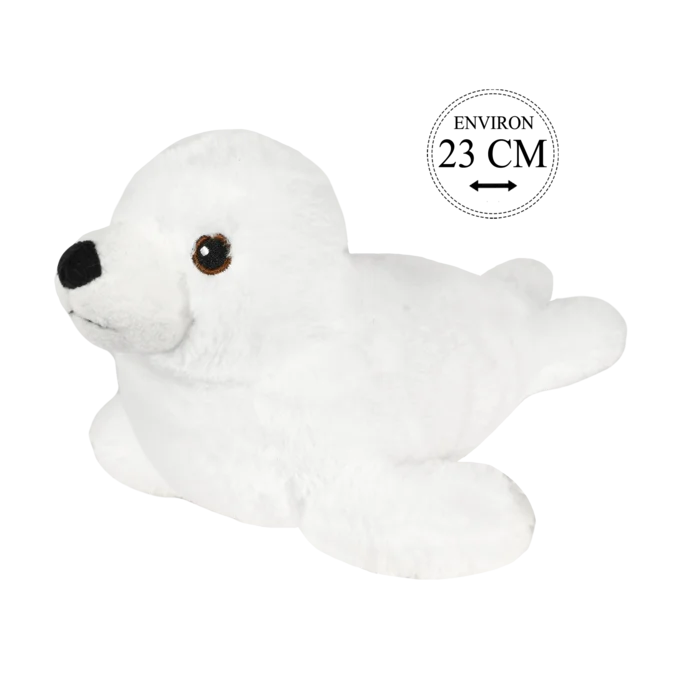 peluche phoque blanc 23 cm de la marque BOZAMI. Réf. PDC411-23.