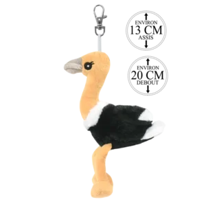 peluche porte clés autruche 13 cm de la marque BOZAMI. Réf. PDC305KC.