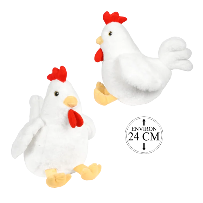 peluche poule 24 cm de la marque BOZAMI. Réf. PDC214-24.