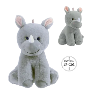 peluche rhinoceros assis 24 cm de la marque BOZAMI. Réf. PDT206-24.