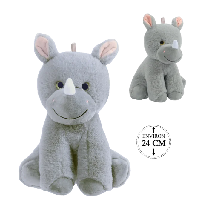 peluche rhinoceros assis 24 cm de la marque BOZAMI. Réf. PDT206-24.