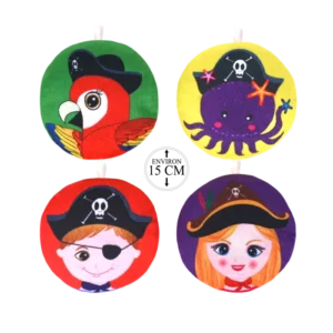 peluche ronde décor pirate 15 cm de la marque SANDY. Réf. PDQ408-15.