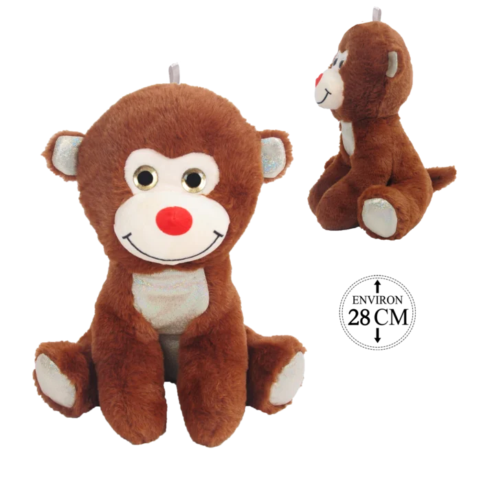 peluche singe assis 28 cm de la marque SANDY. Réf. PDT402-28.
