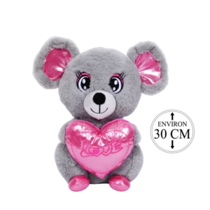 peluche souris avec cœur 30 cm de la marque SANDY. Réf. PDZ143-30.
