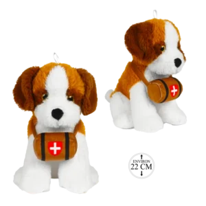 peluche st bernard assis 23 cm de la marque BOZAMI. Réf. PDQ416-22.