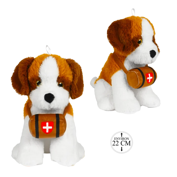 peluche st bernard assis 23 cm de la marque BOZAMI. Réf. PDQ416-22.