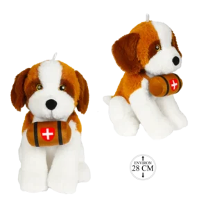 peluche st bernard assis 28 cm de la marque BOZAMI. Réf. PDQ416-28.