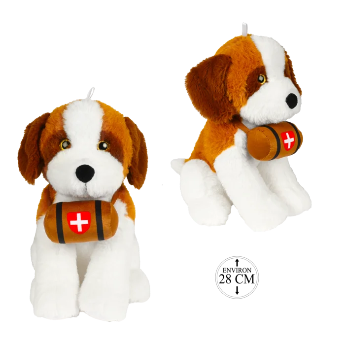 peluche st bernard assis 28 cm de la marque BOZAMI. Réf. PDQ416-28.