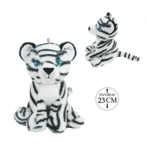 peluche tigre blanc assis 23 cm (scol 6) de la marque BOZAMI. Réf. PDT107-23.