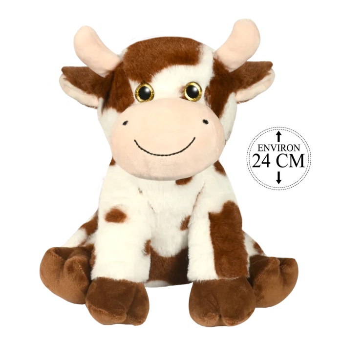 peluche vache assise 24 cm de la marque BOZAMI. Réf. PDC126-24.