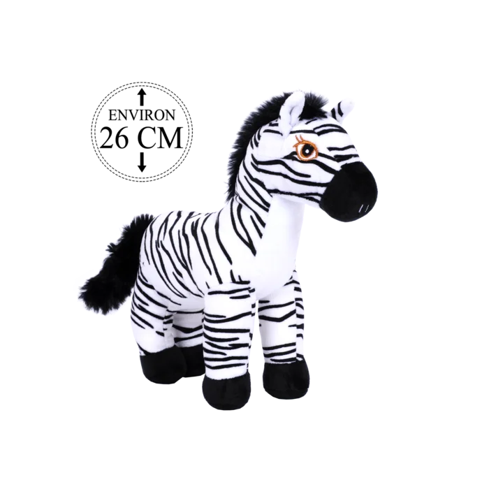 peluche zèbre 26 cm de la marque SANDY. Réf. PDZ222-26.