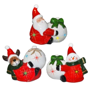 personnage Noël avec boule lumineuse de la marque SANDY. Réf. NVUH108L.