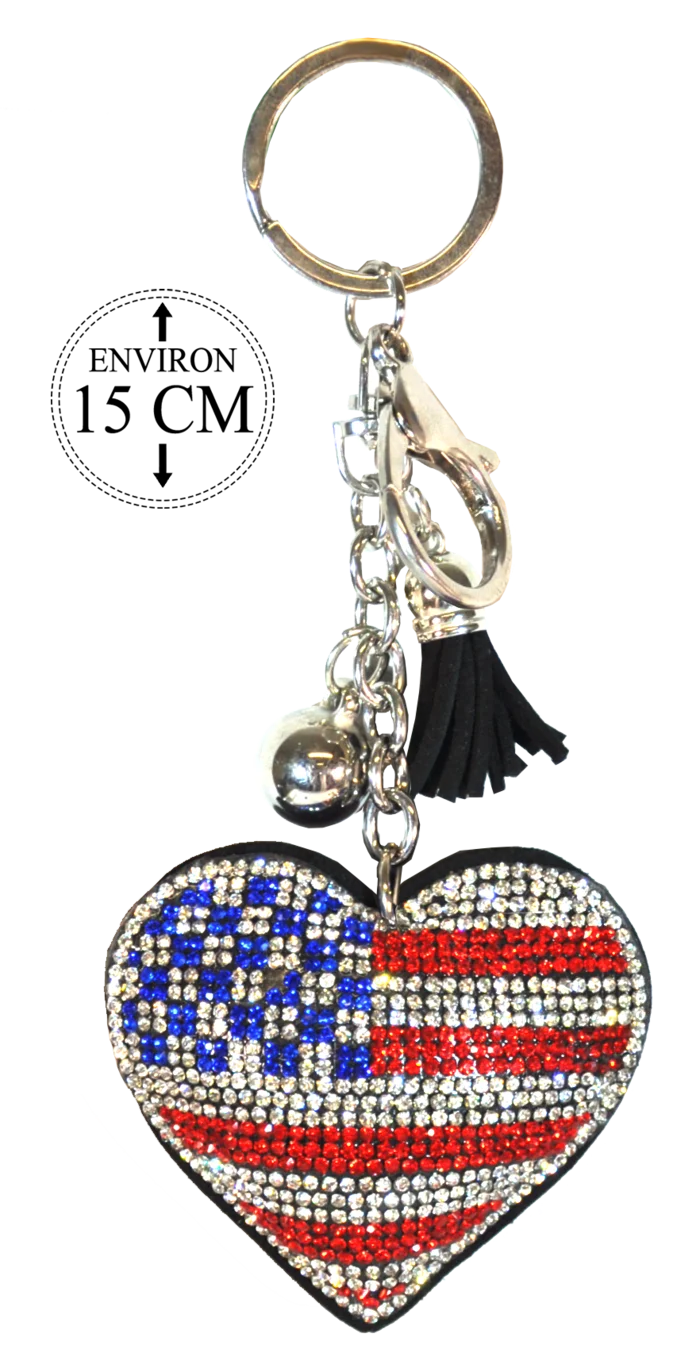 porte clé cœur strass us de la marque SANDY. Réf. PCUH1318.