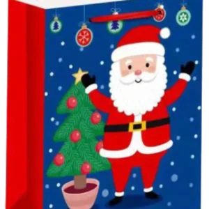 sac bleu Père Noël sapin 22,5*19*10 cm (scol 50) de la marque SANDY. Réf. SDD204.