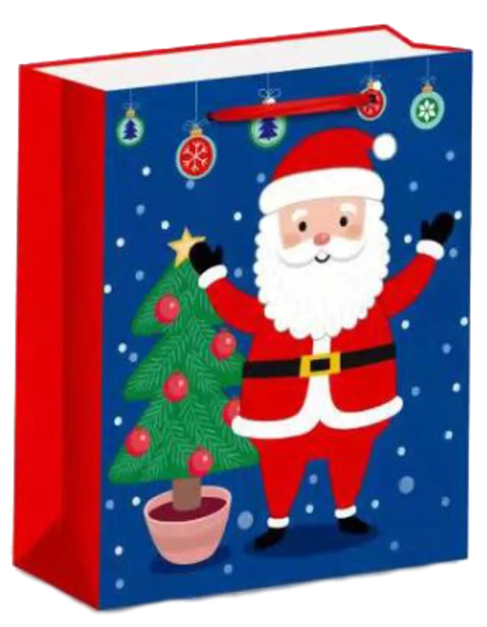 sac bleu Père Noël sapin 22,5*19*10 cm (scol 50) de la marque SANDY. Réf. SDD204.