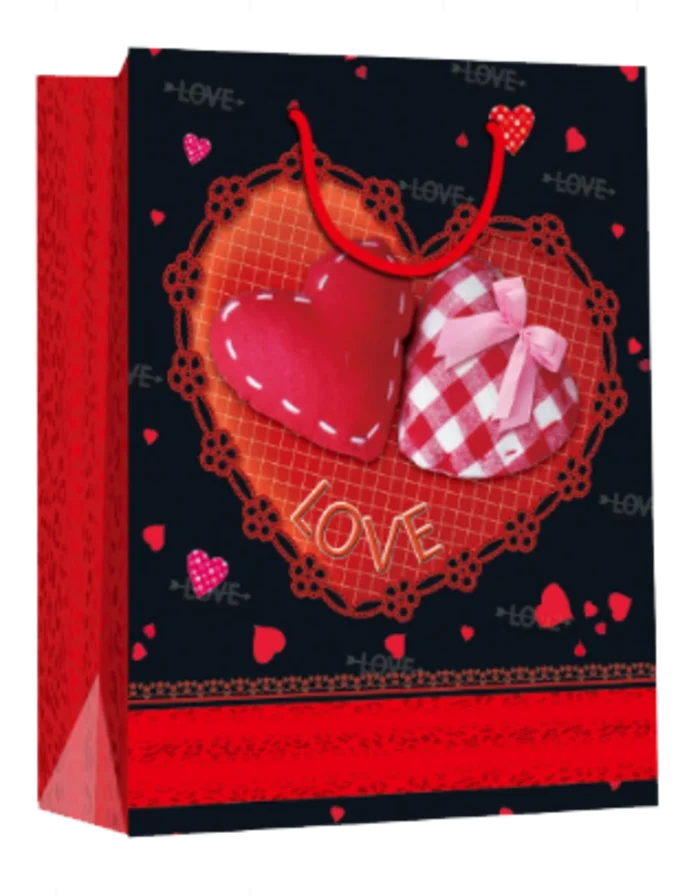 sac papier 26.5x23x10 cm love coeurs de la marque SANDY. Réf. S77160.