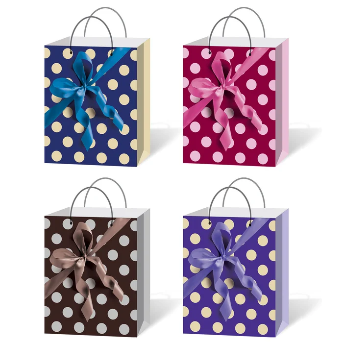 sac papier 33x25,5x10 cm points et noeud 4ass de la marque SANDY. Réf. SDU460.