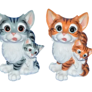 statuette chat avec chaton de la marque SANDY. Réf. RUD868.