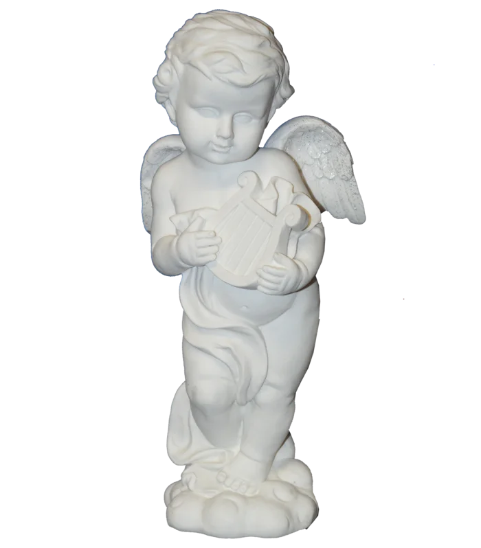 statut ange debout avec lyre de la marque SANDY. Réf. RUQ896.