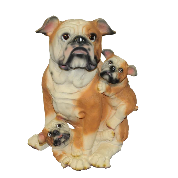 statut bouledogue avec ses chiots de la marque SANDY. Réf. RUD876.