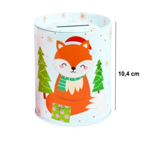 tirelire ronde renard de Noël 8,5 x 10,4 cm de la marque SANDY. Réf. DDQ108-A.