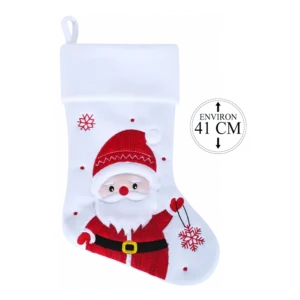 BOTTE FEUTRINE BLANCHE AVEC PERE NOEL BRODE ROUGE