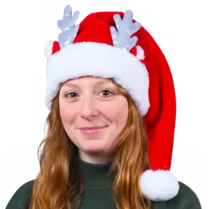 BONNET DE NOEL ROUGE AVEC CORNES ARGENTEES