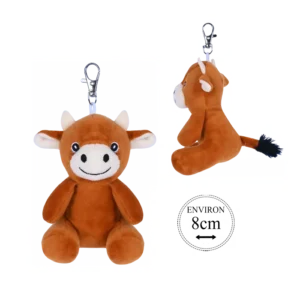PELUCHES PORTE CLES VACHE MARRON 8CM