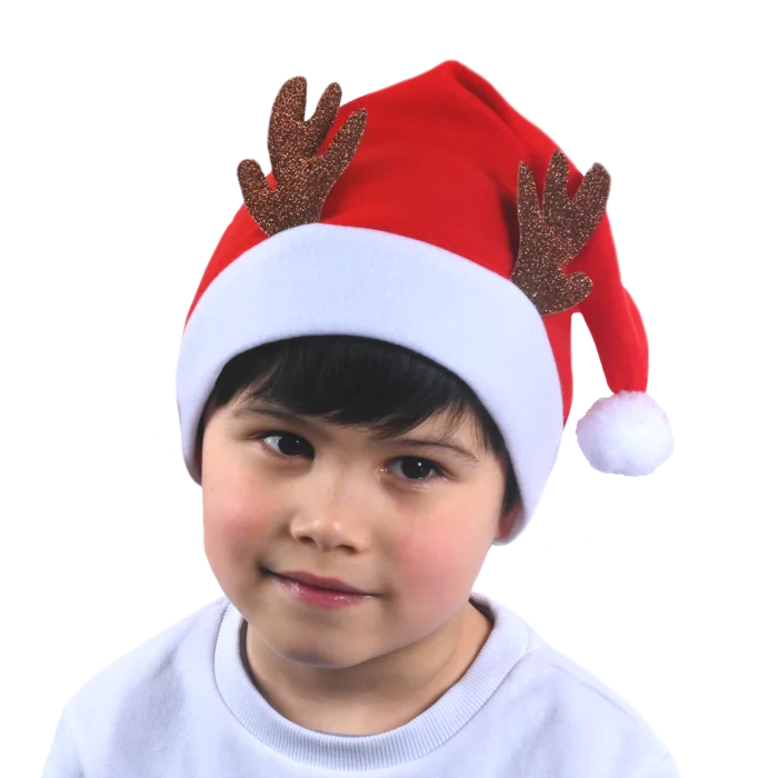 bonnet Noël enfant feutrine douce avec cornes de la marque SANDY. Réf. NEDT107.