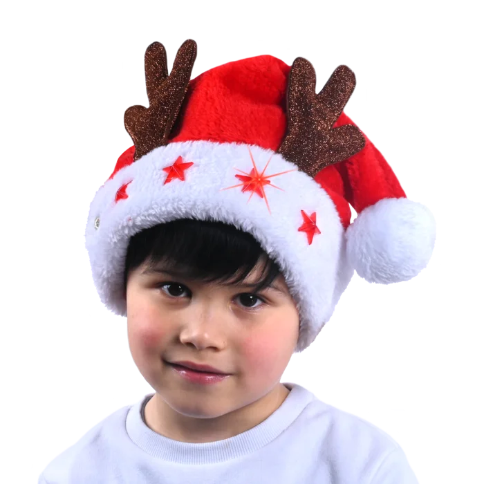 bonnet Noël enfant lumineux peluche épaisse de la marque SANDY. Réf. NEDT108L.
