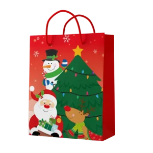 SAC PAPIER 22,5*19*10cm ROUGE NOEL (scol 50)