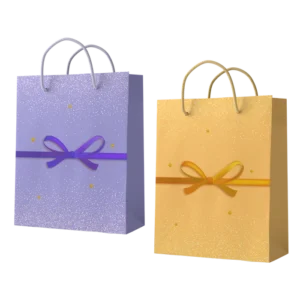 SAC PAPIER 22,5*19*10cm 2ASS MAUVE ET JAUNE (scol 50)
