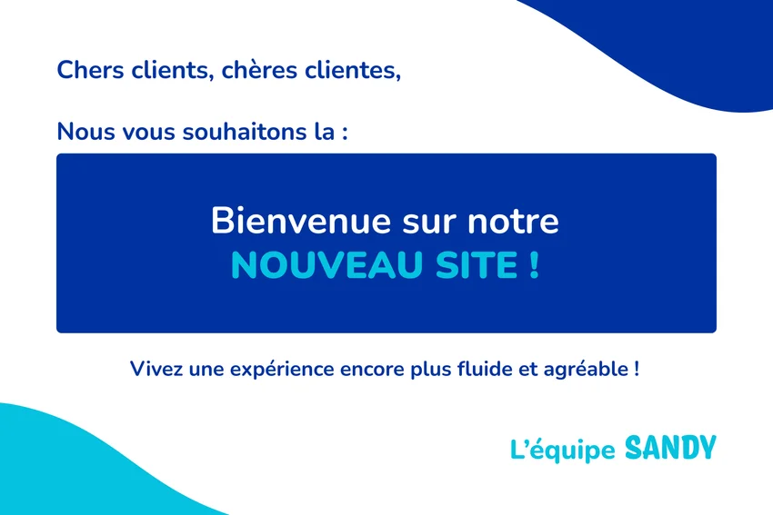 bannière de bienvenue sur le nouveau site internet sandy.fr