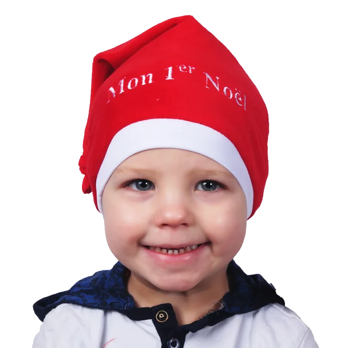 bonnet Noël bébé brodé (scol 24) de la marque SANDY. Réf. NE77272.